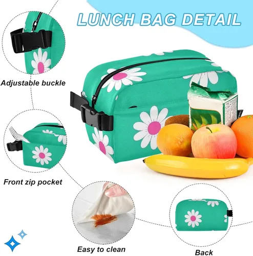 Vista 5 de Daisy Flower Cyan White Book Bag For Boys School Backpacks For Girls With Lunch Box 9-10 years mochilas y loncheras escolares para nias