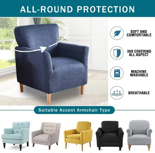 Vista 4 de NILUOH Funda para Sillón de Banquete de 1 Pieza Elástica Fundas para Sillas con Brazos Estampada Suave Funda para Silla de Acento Antideslizante