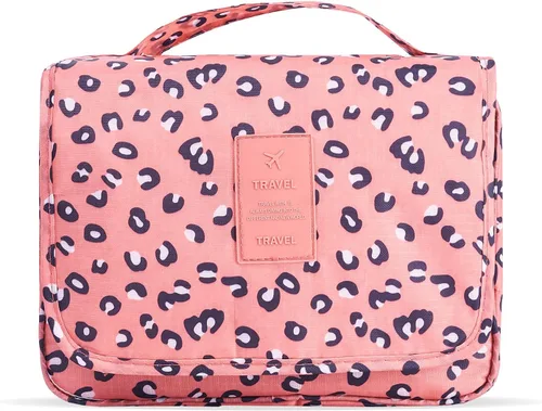 Vista 7 de Bolsa para productos cosméticos. Bolsa para colgar productos de tocador. Organizador de viaje, para hombre y mujer., Azul Flores)