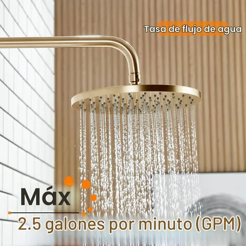 Vista 7 de Rainhead SH001CPG-D10 - Cabezal de ducha fijo de 10 pulgadas para baño, alta presión, 2.5 GPM, con ángulo ajustable, bronce champán