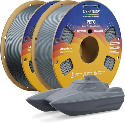 Vista 23 de OVERTURE - Filamento PETG de 1/16 de pulgada (1.75 mm) para impresora 3D y FDM, bien enrollado, duradero, carrete de 4.4 libras, dureza firme