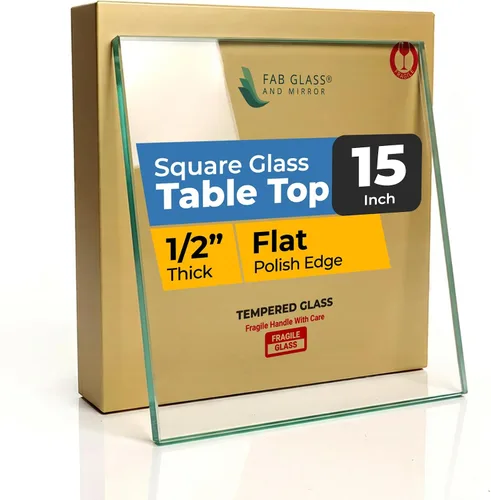 Vista 33 de Tablero de vidrio templado transparente de 10 pulgadas cuadradas con borde biselado de 1/2 pulgada de espesor para mesas de comedor, de café