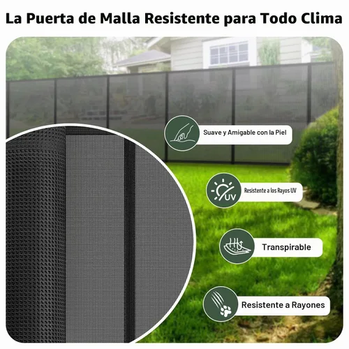 Vista 7 de Puertas retráctiles de 200 pulgadas para bebés, puertas extra anchas para perros, puerta de 48 pulgadas extra alta para mascotas, puerta retráctil
