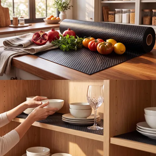 Vista 7 de Revestimiento de cajón de estante para tapete de gabinete de cocina, 12 Negro