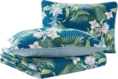 Vista 11 de Tommy Bahama - Juego de colcha tamaño Queen, ropa de cama reversible de algodón con fundas a juego, juego de ropa de cama transpirable para todas