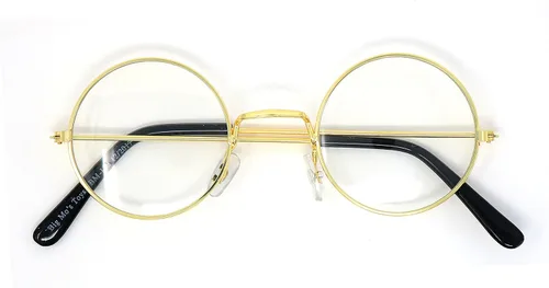 Vista 3 de Big Mo's Toys Gafas de disfraz redondas con montura dorada, 1 par
