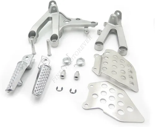 Vista 2 de Soporte de clavijas de pie delantero plateado compatible con Cbr600Rr Rr 2007-2014 [P/N: MT390-018-POLISH]