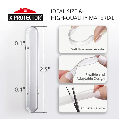 Vista 2 de X-Protector Tiras Amortiguadoras para Puertas de Gabinete - 40 PIEZAS - Silenciador de Puerta Transparente - Amortiguadores Premium para Puertas