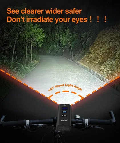 Vista 5 de Front Bike Light or Front Headlight & Back Taillight Set, 2000 Lumens Super Bright Road Mountain Ebike Lights, Rechargeable & 6400mAh Ultra-Long