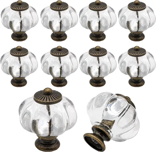 Vista 7 de Waziaqoc 10 pomos de calabaza transparentes, pomos de acrílico para gabinete, pomos decorativos antiguos, tiradores de cajón con tornillos
