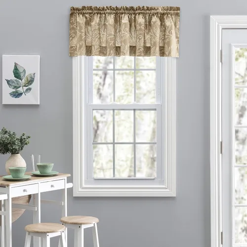 Vista 22 de Ellis Curtain Lexington Leaf Tailored Swags, Azul 56"x36
