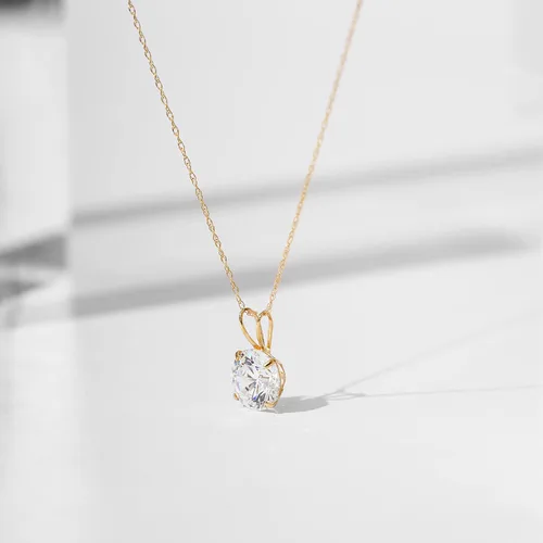 Vista 4 de Tienda Collection 14K Gold Infinite Elements Cubic Zirconia Pendant with Chain