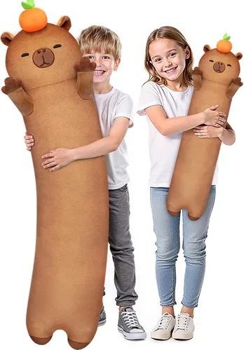 Vista 21 de Mewaii Peluche de gato largo, 5 tamaños, 120% relleno extra, almohada gigante para el cuerpo de los niños, lindo peluche Kawaii de ojos grandes