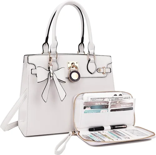 Vista 14 de Qiyuer Bolsos y carteras para mujer Set con asa superior, bolso de hombro, bolso de mano, bolso de trabajo con cartera a juego y monedero a juego 2