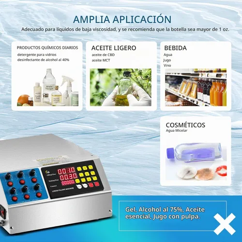 Vista 7 de Máquina de llenado de líquidos de 6 cabezales Máquina embotelladora automática de llenado de botellas de 2-135 onzas Control digital para jugo