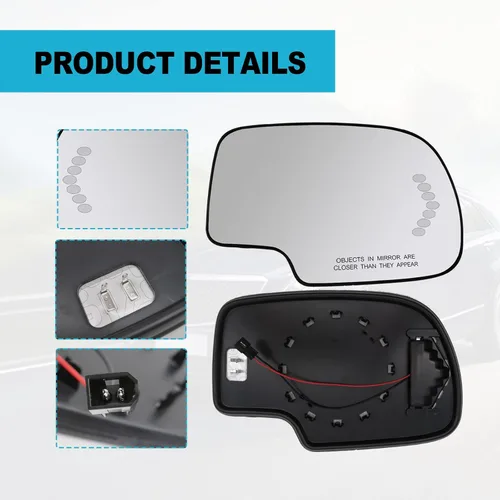 Vista 3 de Espejo calefactable de repuesto para Cadillac Escalade 2003-2007, espejo convexo de visión lateral con señal de giro compatible con Chevrolet