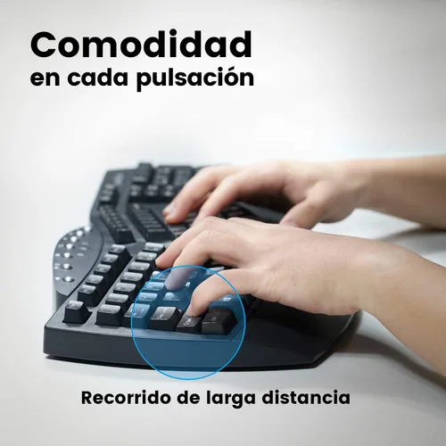 Vista 6 de Perixx PERIBOARD-612B ES - Teclado Inalámbrico RF con divisiones, sistema Dual y Bluetooth 4.0, Compatible con Windows 10 y macOS - QWERTY Español