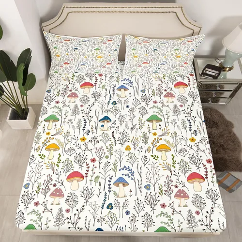 Vista 9 de Erosebridal Juego de ropa de cama color verde azulado tamaño individual, sábana bajera ajustable de polilla exótica Trippy Sun y Moon para niñas