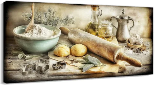 Vista 12 de TIMUBA Decoración de pared de cocina de granja, arte de pared de cocina con texto en inglés "Bless This Home and All Who Enter Kitchen Blessing