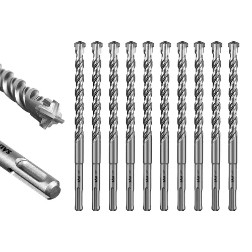 Vista 33 de SALI 10 brocas de martillo giratorio SDS Plus de 1/2 x 6 pulgadas, kit de broca para hormigón, material de carburo de doble rosca de tipo cruzado