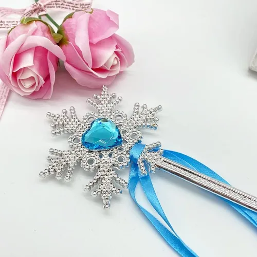 Vista 2 de Kuzhi Juego de tiara y varita de corona princesa Elsa - Joya de corazón de plata