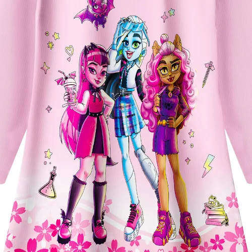 Vista 2 de Vestidos altos de monstruo para niñas, vestidos escolares, ropa casual, ropa para el hogar, para cumpleaños, 3 a 11 años
