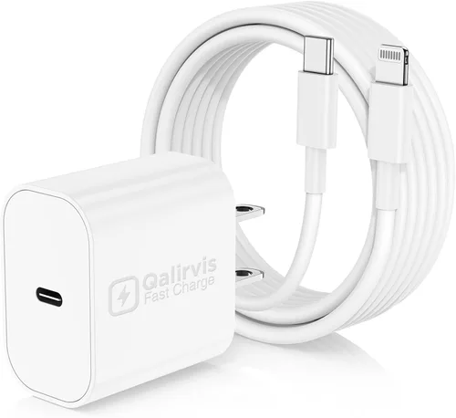 Vista 13 de Cargador de iPhone de carga rápida, enchufe de bloque de cargador de pared tipo C y cable USB C a Lightning de 10 pies de largo, caja de ladrillos