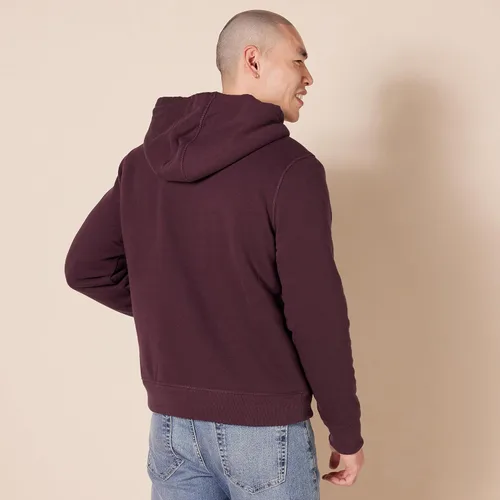 Vista 2 de Tienda Essentials Sudadera de vellón con capucha, con forro de sherpa y cierre completo de cremallera para hombre