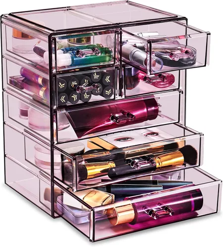 Vista 16 de Sorbus Cosmetics - Cosmetiquero grande para maquillaje y joyas; elegante para colocar sobre el tocador o en el baño