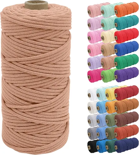 Vista 57 de JeogYong Cuerda de macramé de 0.157 in x 109 yardas, cuerda trenzada de algodón natural, cuerda de macramé para bolsas de ganchillo, colgar