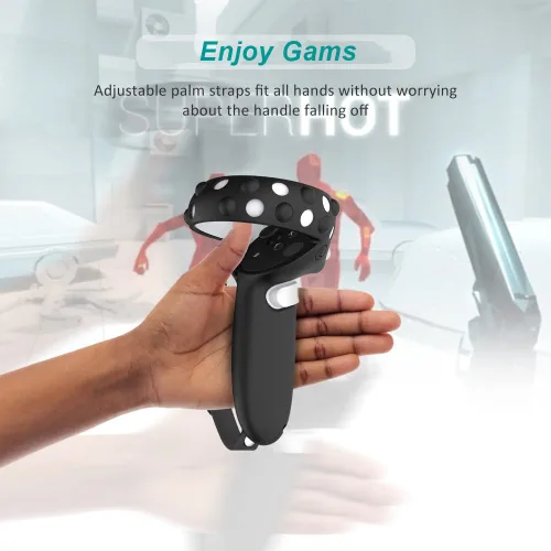 Vista 3 de Compatible with Meta Oculus Quest 2 Accessories Lengthening Controller Grip Cover with Battery Opening VR Shell Cover Silicone face Cover