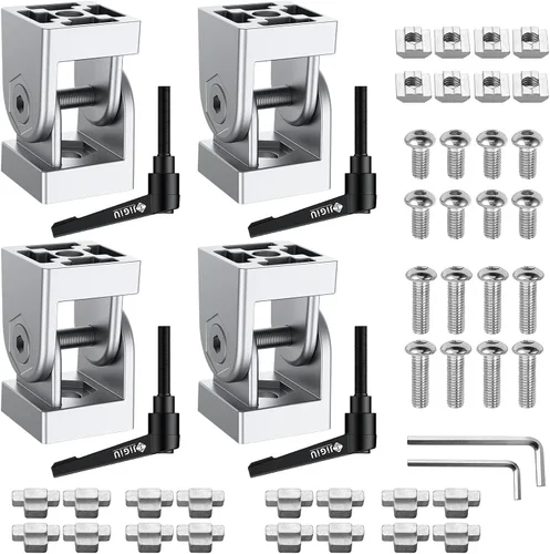 Vista 11 de JiGiU Juego de conectores de perfil de aluminio 3030 de 4 piezas – Conector de tuerca de 8 ángulos con abrazadera de palanca – Junta de marco