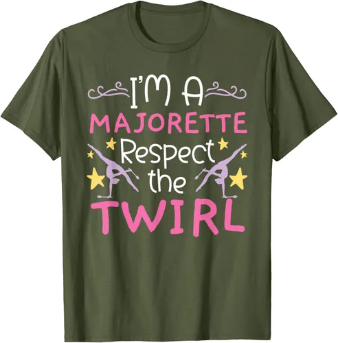 Vista 5 de Camiseta con texto en inglés "I A Majorette Respect The Twirl Baton Twirling", Negro