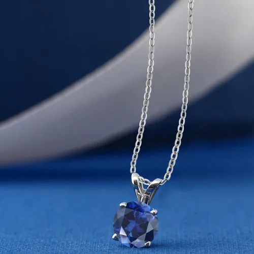 Vista 48 de Gem Stone King Collar con colgante solitario de plata de ley 925 de 0.236 in con piedra natal redonda Collar de 4 puntas para mujer Con cadena