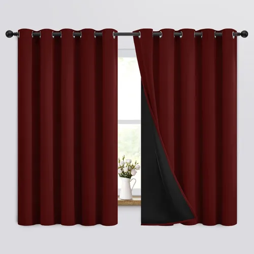 Vista 47 de Yakamok Cortinas negras, cortinas de ventana con aislamiento térmico y eficiencia energética para dormitorio, cortinas opacas completas y cortinas