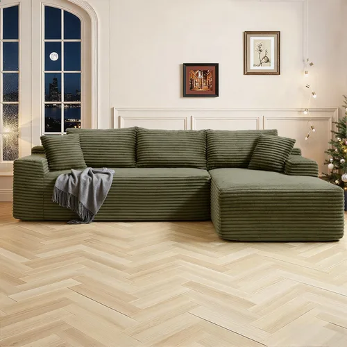 Vista 20 de Cloud Sofá modular moderno de 108 pulgadas con asiento profundo, sofás de pana sin hueso con diván en forma de L para sala de estar, no requiere