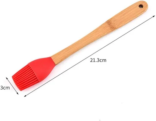 Vista 5 de DOITOOL Juego de 5 espátulas de silicona, resistentes al calor con mango de madera, utensilios de cocina antiadherentes con cepillo para untar