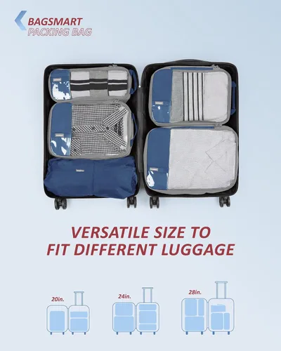 Vista 3 de BAGSMART - Juego de 6 cubos de compresión para maletas, juego de 6, 4 y 2, cubos organizadores de viaje, juego de bolsas expandibles, organizadores