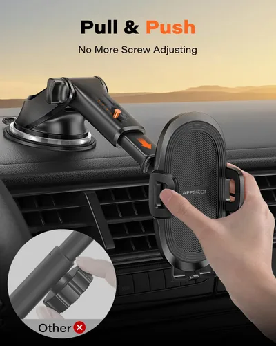 Vista 2 de APPS2Car Soporte de teléfono con ventosa, soporte universal para teléfono para parabrisas de automóvil, salpicadero, ventana, soporte para teléfono