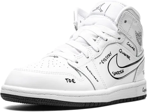 Vista 3 de Jordan Jordan 1 Mid DQ1866 100 - Esquema preescolar - Tamaño 11C blanconegro, BlancoNegro