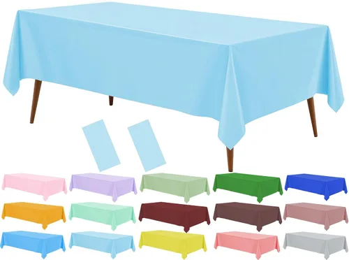 Vista 33 de Mantel de plástico crema, paquete de 2 manteles desechables color blanco hueso, mantel de 54 x 108 pulgadas para mesa rectangular, manteles