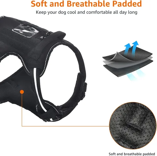 Vista 6 de Amazon Basics Arnés para perro sin tirones, clip frontal ajustable, chaleco táctico, pequeño, negro