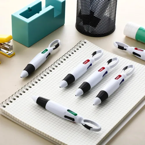 Vista 7 de Tatuo Paquete de 24 bolígrafos retráctiles con clip de hebilla, 4 colores neón en uno con llavero de hebilla en la parte superior para regalos