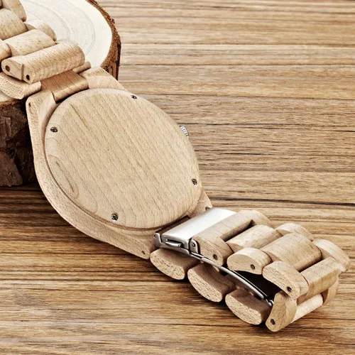 Vista 4 de Eastar de madera relojes para mujer reloj de pulsera de cuarzo para hombre reloj de madera de arce, hecho a mano