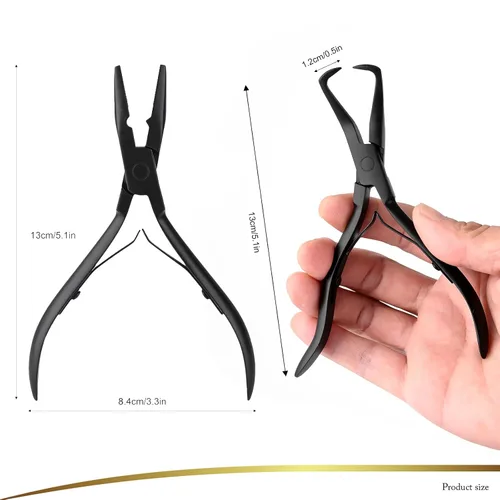 Vista 8 de Kit de herramientas para extensiones de cabello EHDIS de acero inoxidable, juego de alicates para micro enlaces de cuentas de cabello y removedor