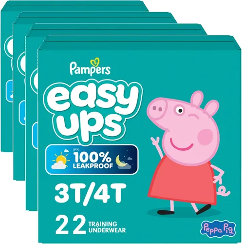 Vista 23 de Easy Ups - Pantalones de entrenamiento para niñas y niños, talla 4 (2T3T), 25 unidades, ropa interior absorbente de Peppa Pig, hasta un 100% a