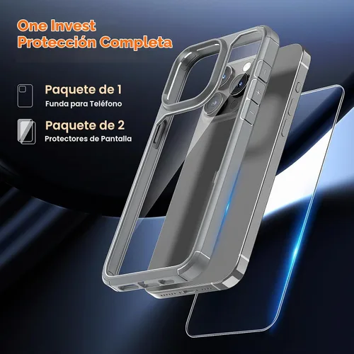 Vista 2 de TAURI Funda para iPhone 15 Pro de Titanio, [No se Amarillea] con Protector de Pantalla, [Protección contra Caídas de Grado Militar] Funda