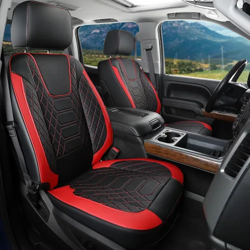 Vista 10 de FREESOO - Funda de asiento personalizada Silverado 1500/2500/3500 2014-2018, color negro custom fit, faux leather, waterproof, 5 seats, airbag