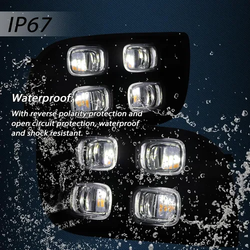 Vista 4 de Luz de circulación diurna LED frontal con conmutación Switchback blanca/ámbar, función de señal de giro secuencial Compatible con kit de luz