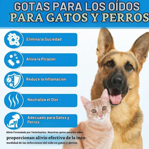 Vista 9 de Gotas de tratamiento de infección de oído de gato y perro, infecciones de oído de perro con hidrocortisona al 1%